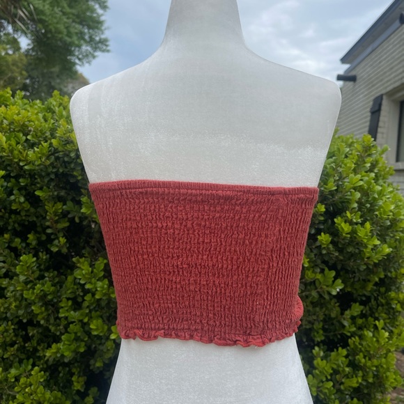 Women Orange Ruched Tube Top